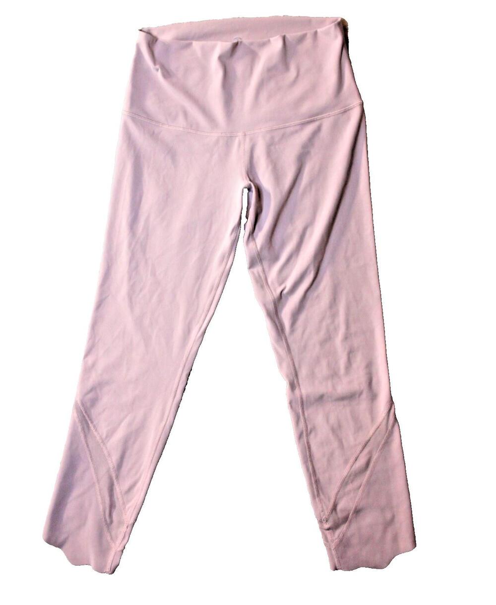 Lululemon Leggings Womens 4 Pink Ankle High Rise Yoga Nylon Spandex Logo